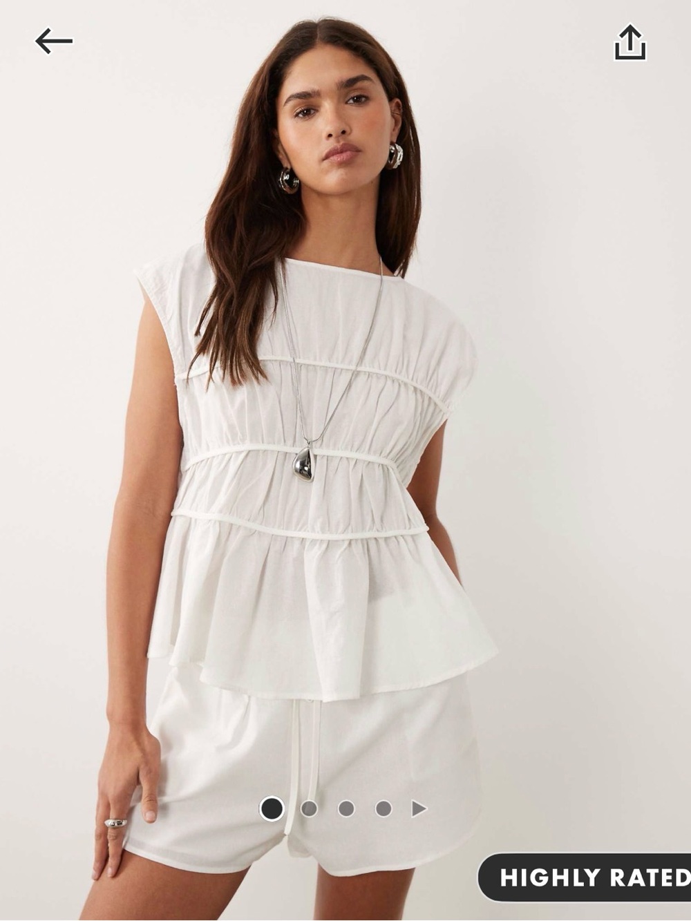 White Tiered 100% Cotton Peplum Top